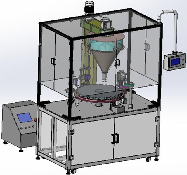 咖啡粉管灌装压盖机全自动转盘式粉剂充填设备(图1)