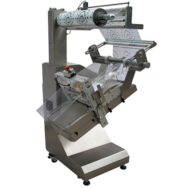 自动超市用倾斜式膜包机卷膜成型装袋设备定制横封伺服气动系统